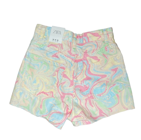 NWT Zara printed yellow, Blue and Pink Printed tie dye shorts  (4) festival - Picture 2 of 8